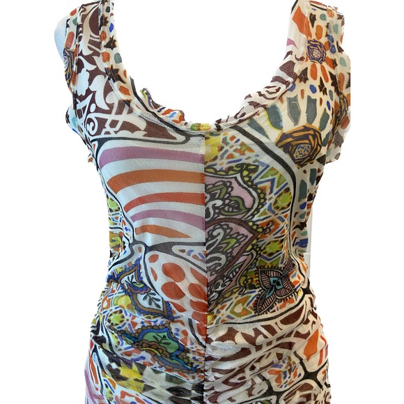 Vintage FUZZI Ruched Mesh Bodycon Maxi Dress - Picture 3 of 11